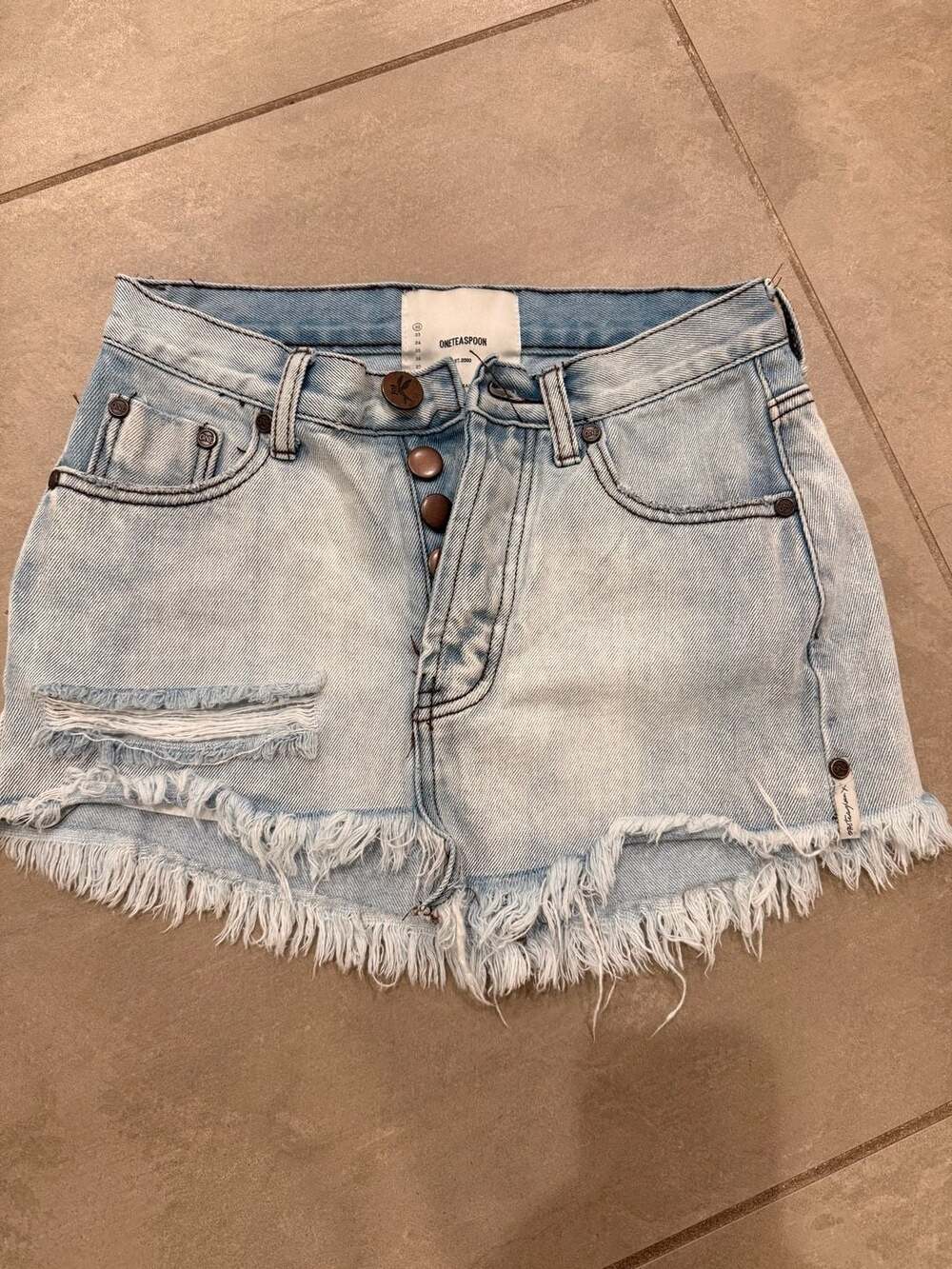 One Teaspoon Bahama Blue Outlaws Low Waist Mid Length Denim Skirt Size 22 Light